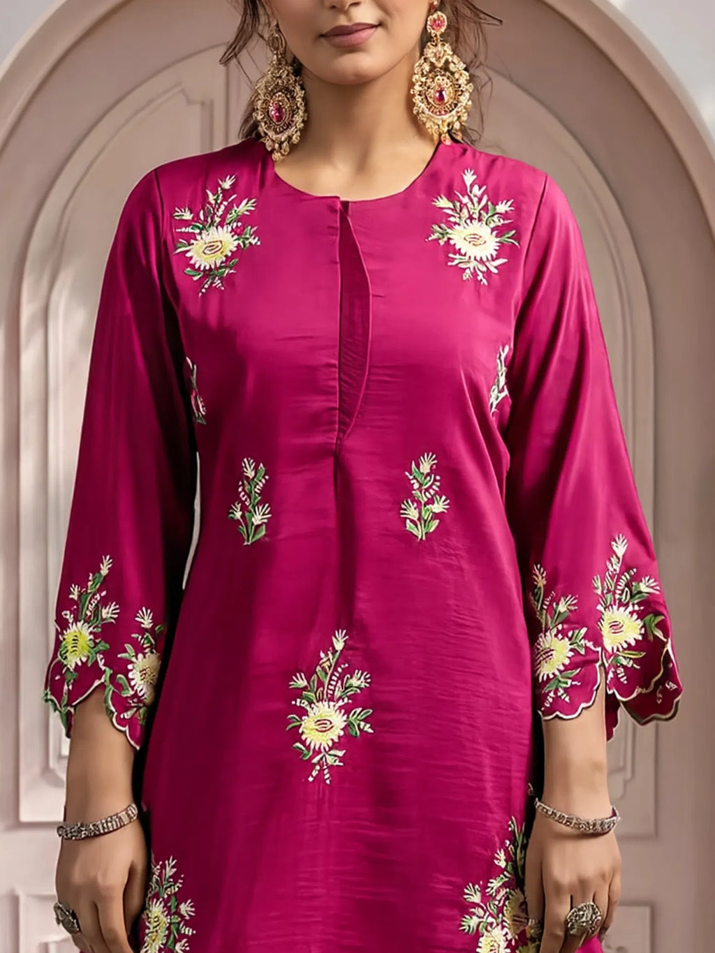 Women's Embroidered Roman Silk CoOrd