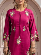 Women's Embroidered Roman Silk CoOrd