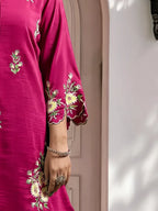 Women's Embroidered Roman Silk CoOrd