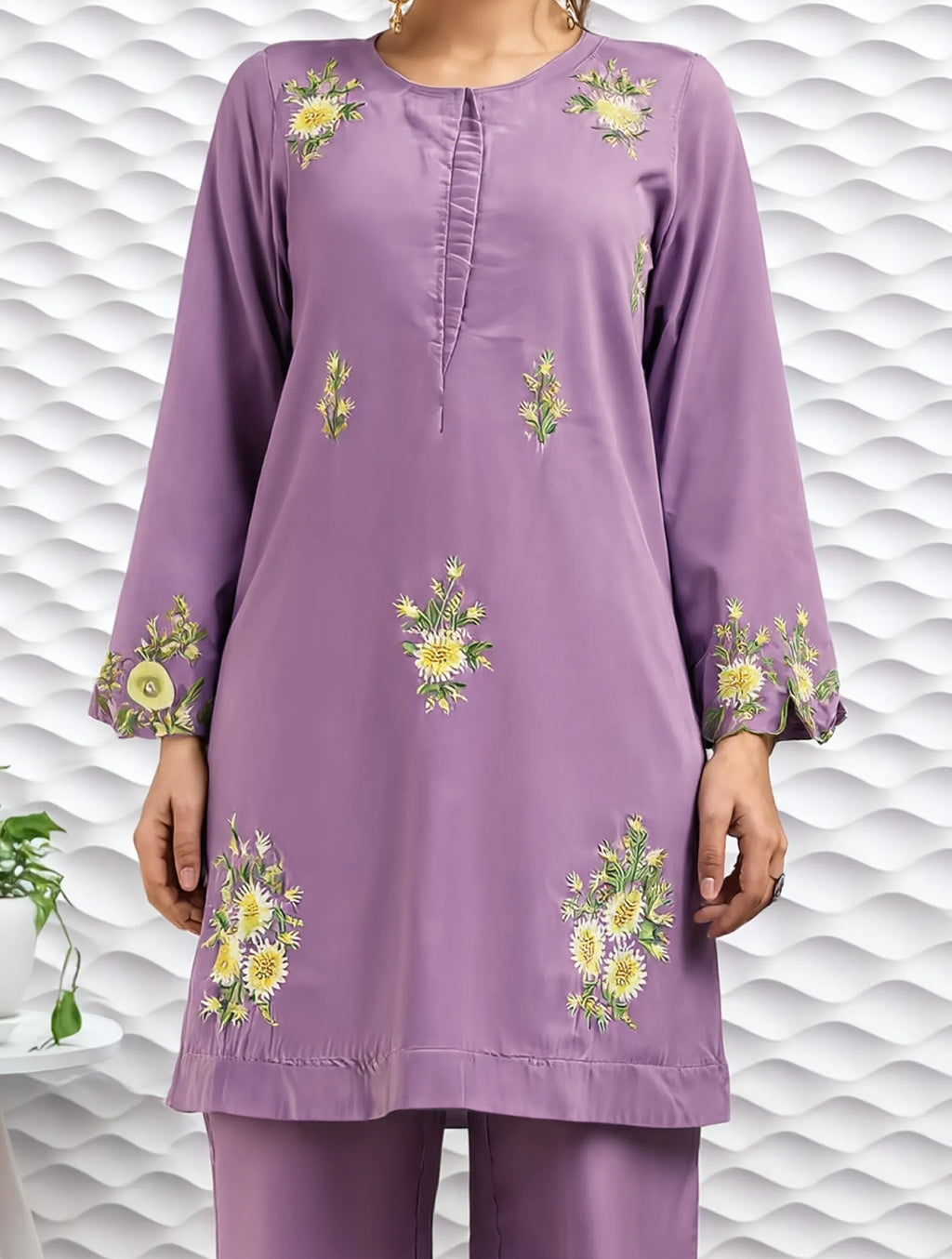 Women's Embroidered Roman Silk CoOrd
