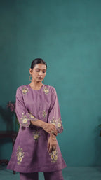 Women's Embroidered Roman Silk CoOrd