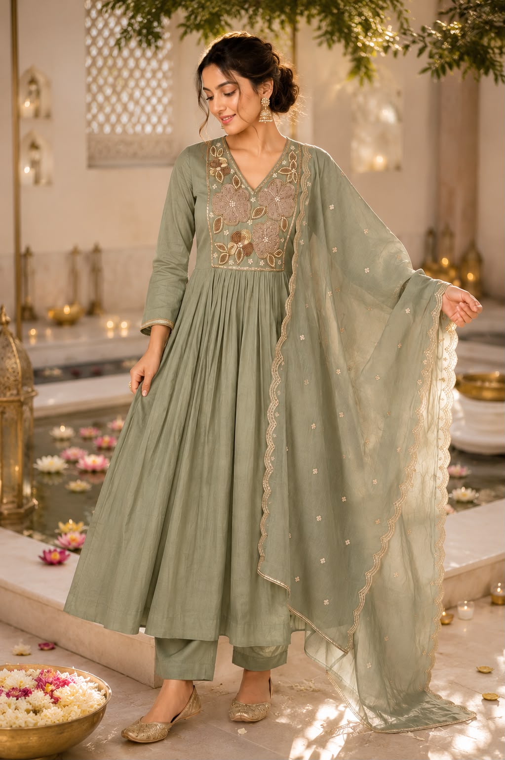 Pure mul chanderi suit