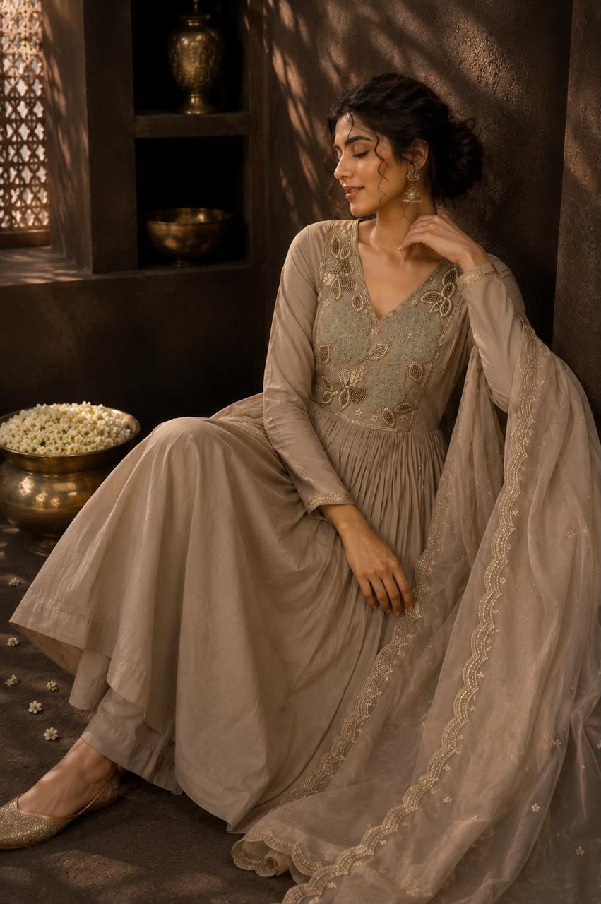 Pure mul chanderi suit