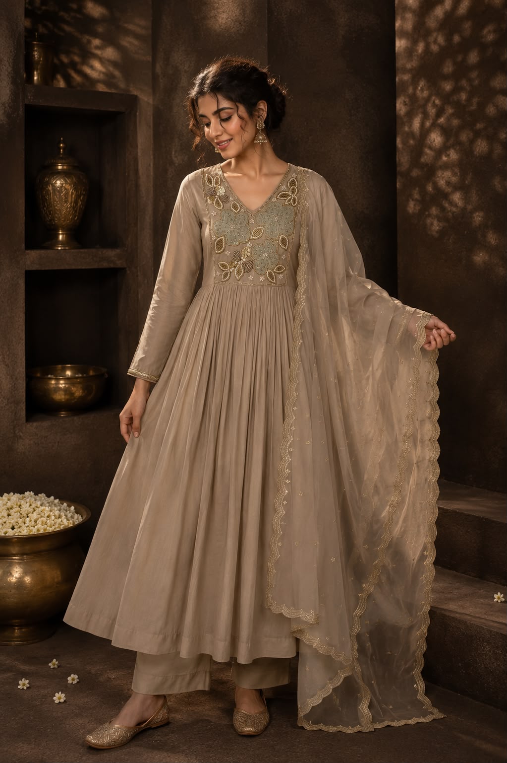 Pure mul chanderi suit