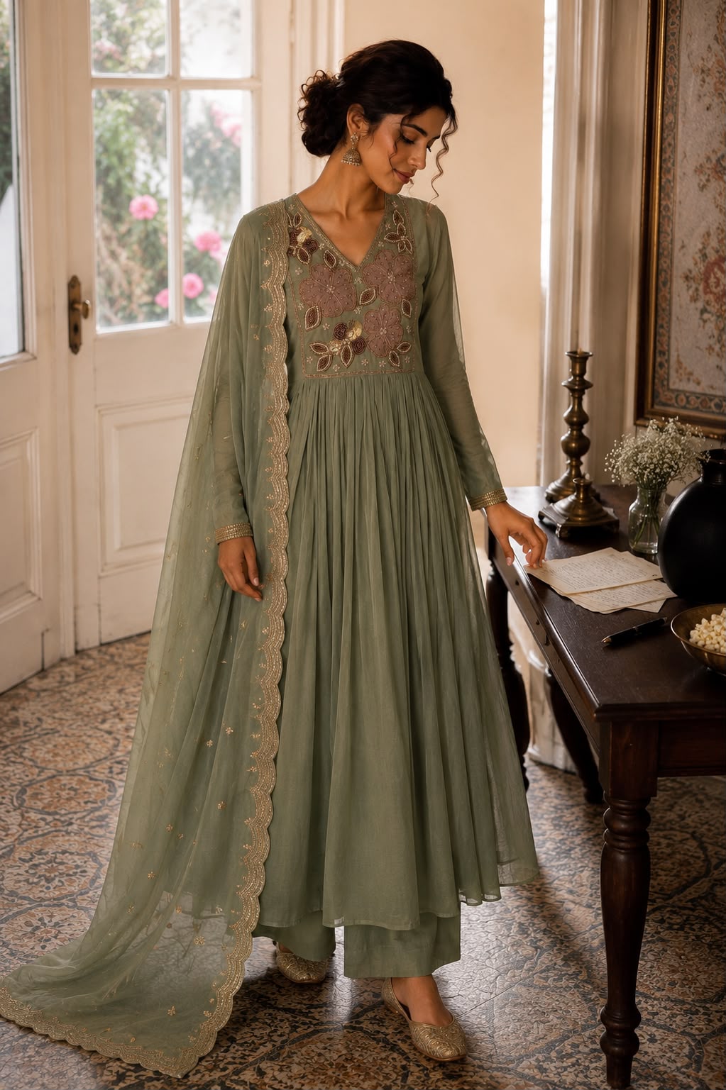 Pure mul chanderi suit
